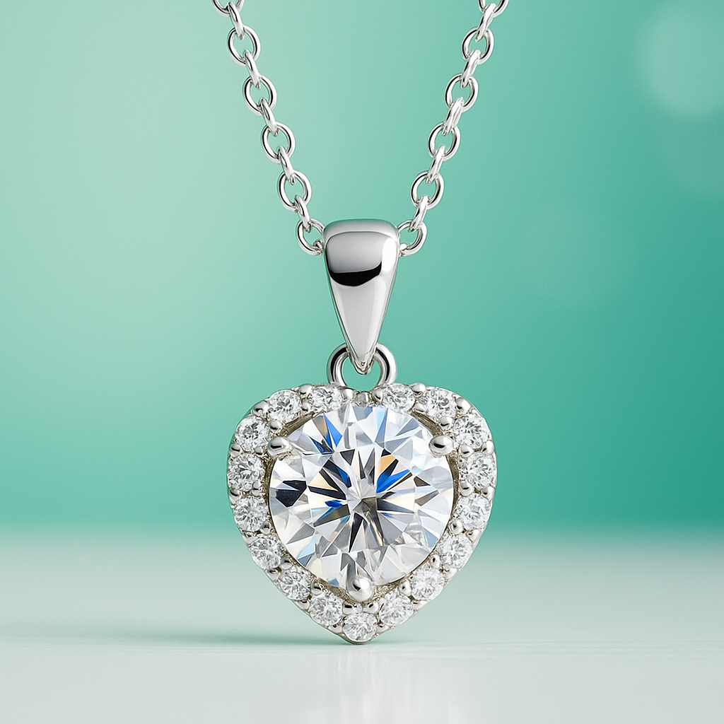 Colar de Prata 925 Moissanite em Ouro Branco 18K - Yuna Joias