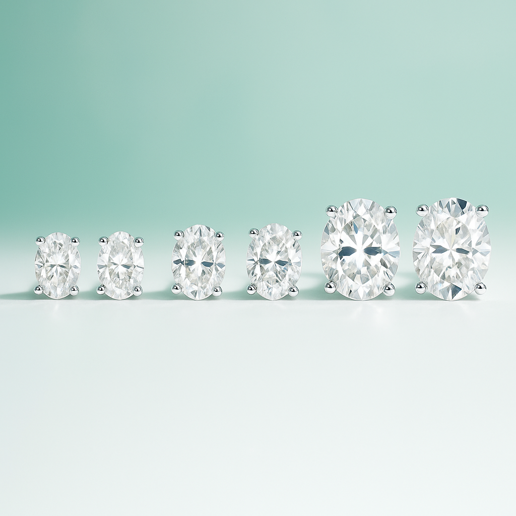 Brinco Moissanite Oval em Prata 925 com Haste em Ouro 10k – Yuna Joias