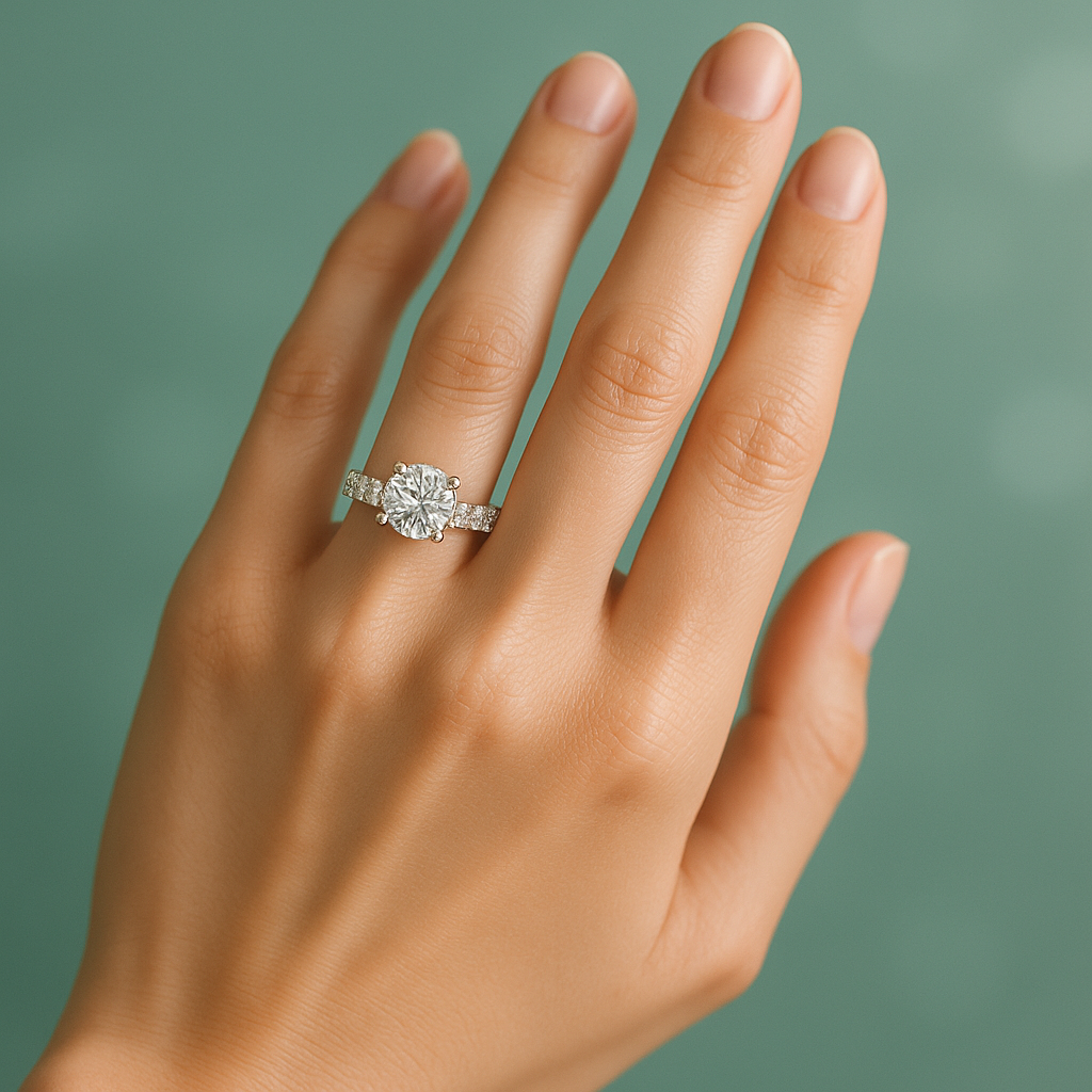 Anel Solitário Moissanite 3.5ct com Prata 925 e Banho de Ouro 18k com Certificado GRA - Yuna Joias