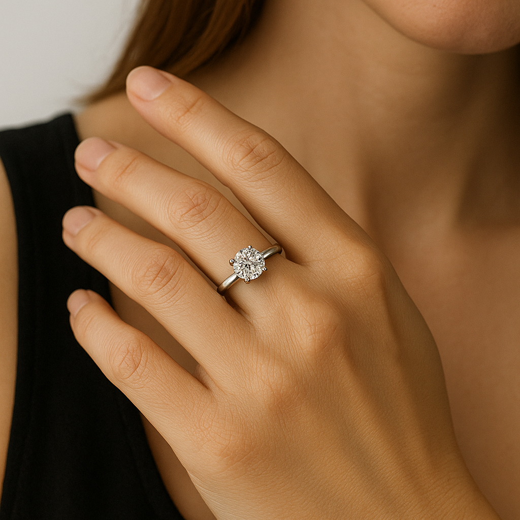 Anel Solitário Moissanite - Amor Verdadeiro Prata 925 - Yuna Joias