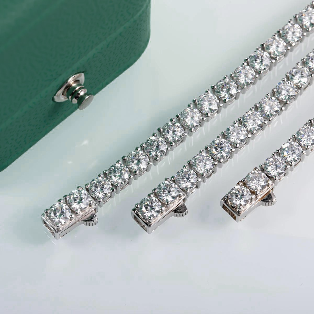 Colar Riviera em Ouro Branco com Moissanites Brilhantes Yuna Joias - Colar