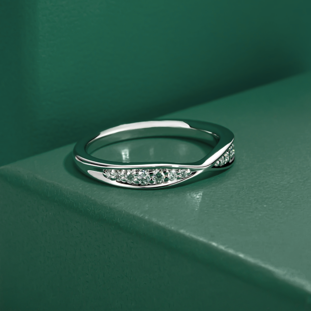 Meia Aliança Infinity em Ouro Branco 18k com Moissanites Tamanhos Variados - 11 - Meia Aliança