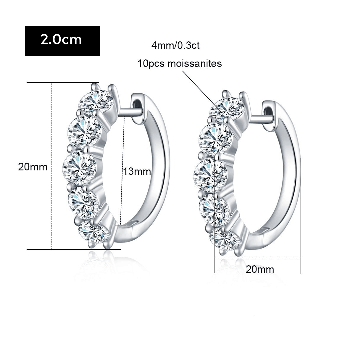 Brinco de Argola Moissanite - Yuna Joias