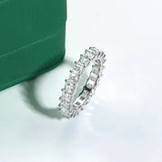 Anel Solitário em Prata 925 com Moissanites - Yuna Joias