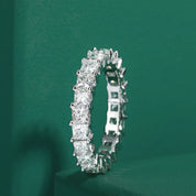 Anel Solitário em Prata 925 com Moissanites - Yuna Joias