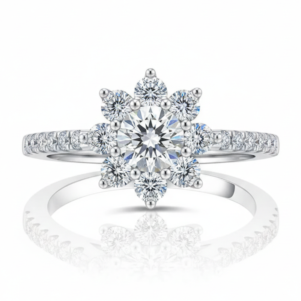 Anel em prata .925 e 1.0 9u 2.0CT moissanite