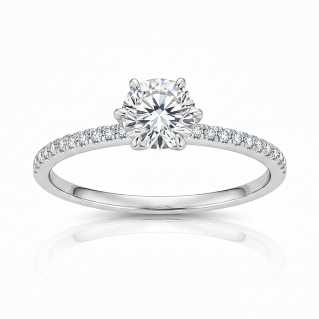 Solitário em prata .925 e 1.0 CT moissanite