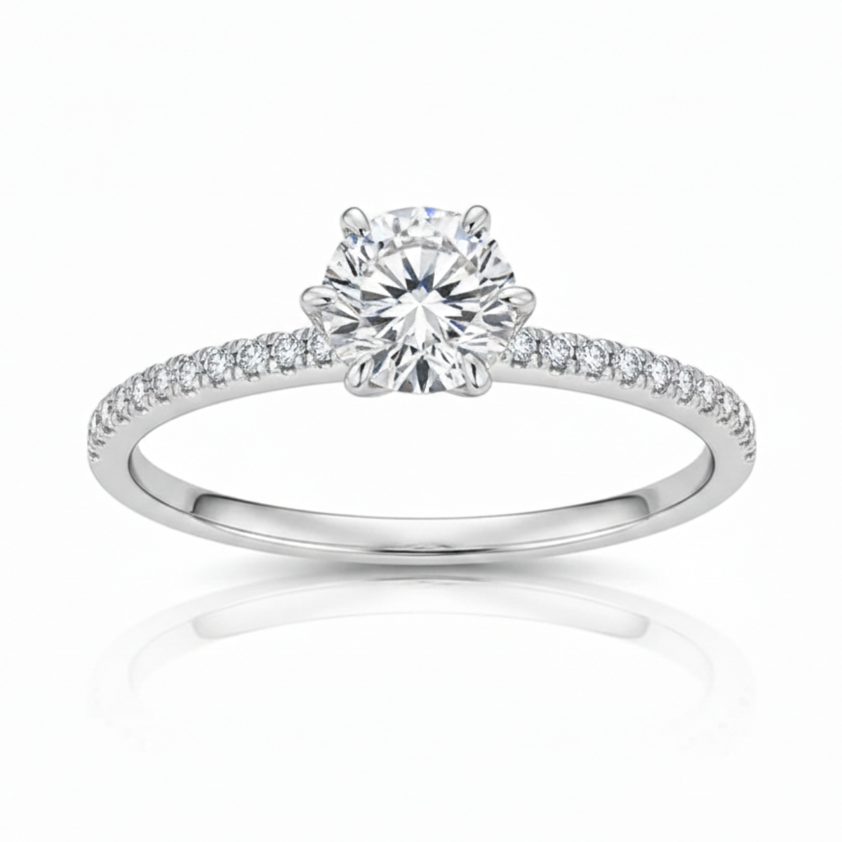 Solitário em prata .925 e 1.0 CT moissanite