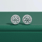 Brinco Round Moissanite - Yuna Joias