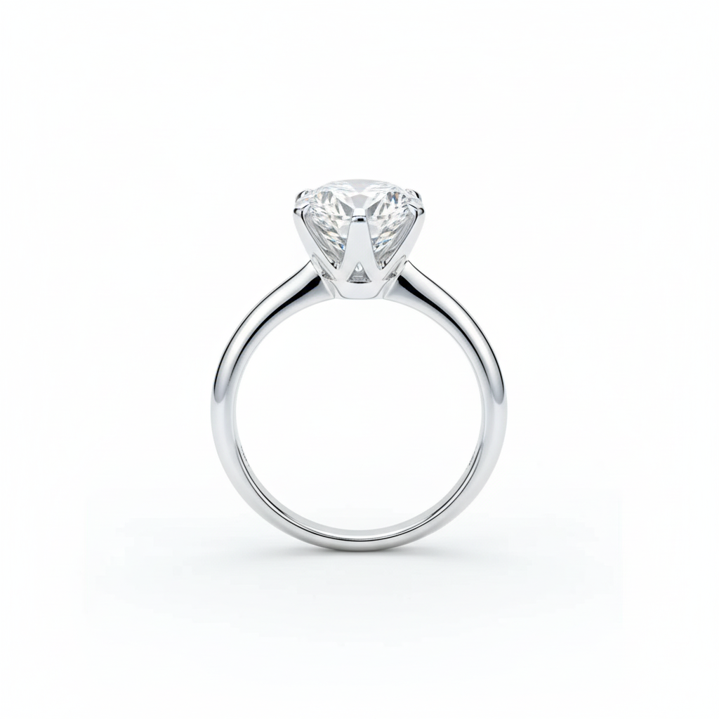 Anel solitário em prata 925 com pedra moissanite brilhante e lapidação clássica