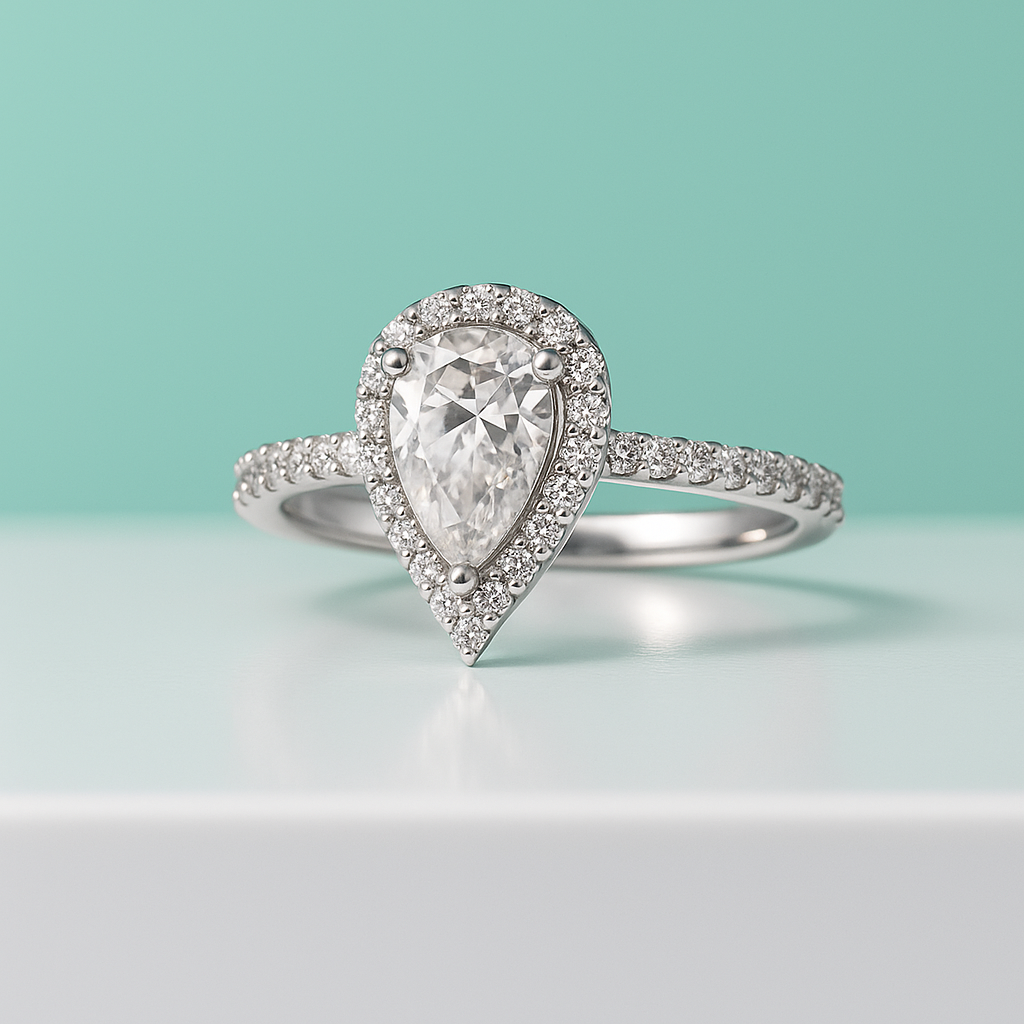Anel Solitário Halo com Moissanite 1 Quilate Prata 925 com Ouro Branco 18k - Yuna Joias