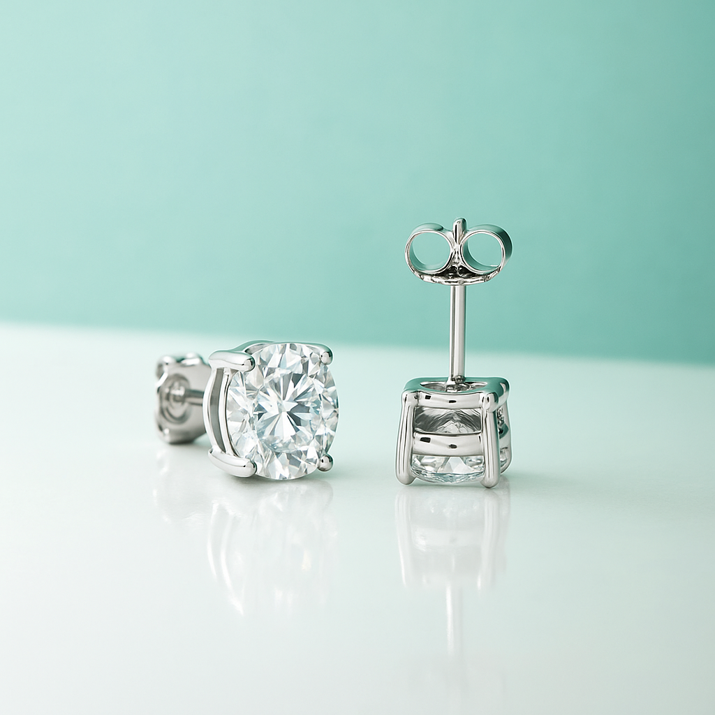Brinco Moissanite Oval em Prata 925 com Haste em Ouro 10k – Yuna Joias