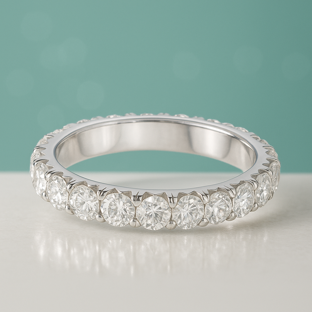 Anel com Moissanite Brilhante em Prata 925 Banhado a Ouro Branco 18k - Yuna Joias