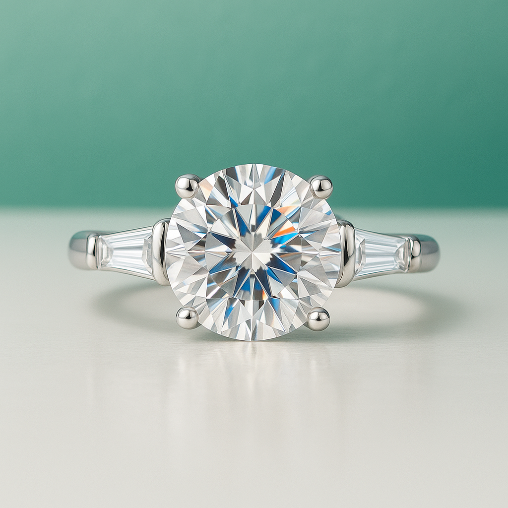 Anel Solitário em Ouro Branco 18k com Moissanite - Yuna Joias