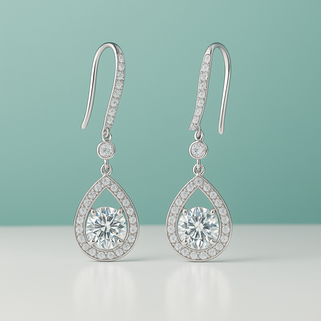 Brincos com Moissanite 2.0ct – Prata 925 com Ouro 18k - Yuna Joias