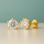 Brincos com Moissanite 2.0ct – Prata 925 com Banho de Ouro 18k - Yuna Joias