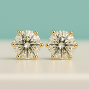 Brincos com Moissanite 2.0ct – Prata 925 com Banho de Ouro 18k - Yuna Joias