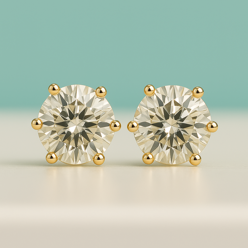 Brincos com Moissanite 2.0ct – Prata 925 com Banho de Ouro 18k - Yuna Joias