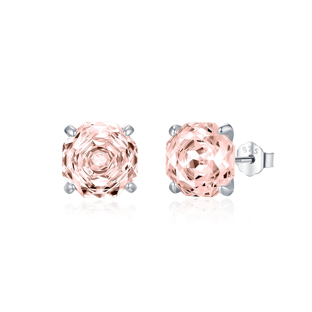 Brinco Solitário Feminino Cor Pôr do Sol - Joia Romântica em Prata 925 com Lapidação Rose Cut - Yuna Joias