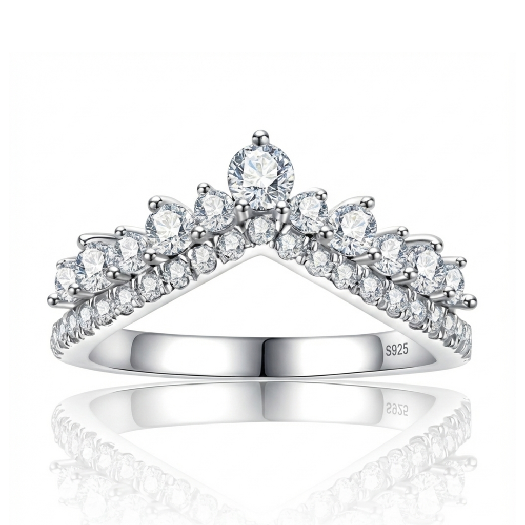 Meia Aliança Imperial em Prata 925 com Moissanites e Banho de Ouro 18K Certificação GRA - Yuna Joias