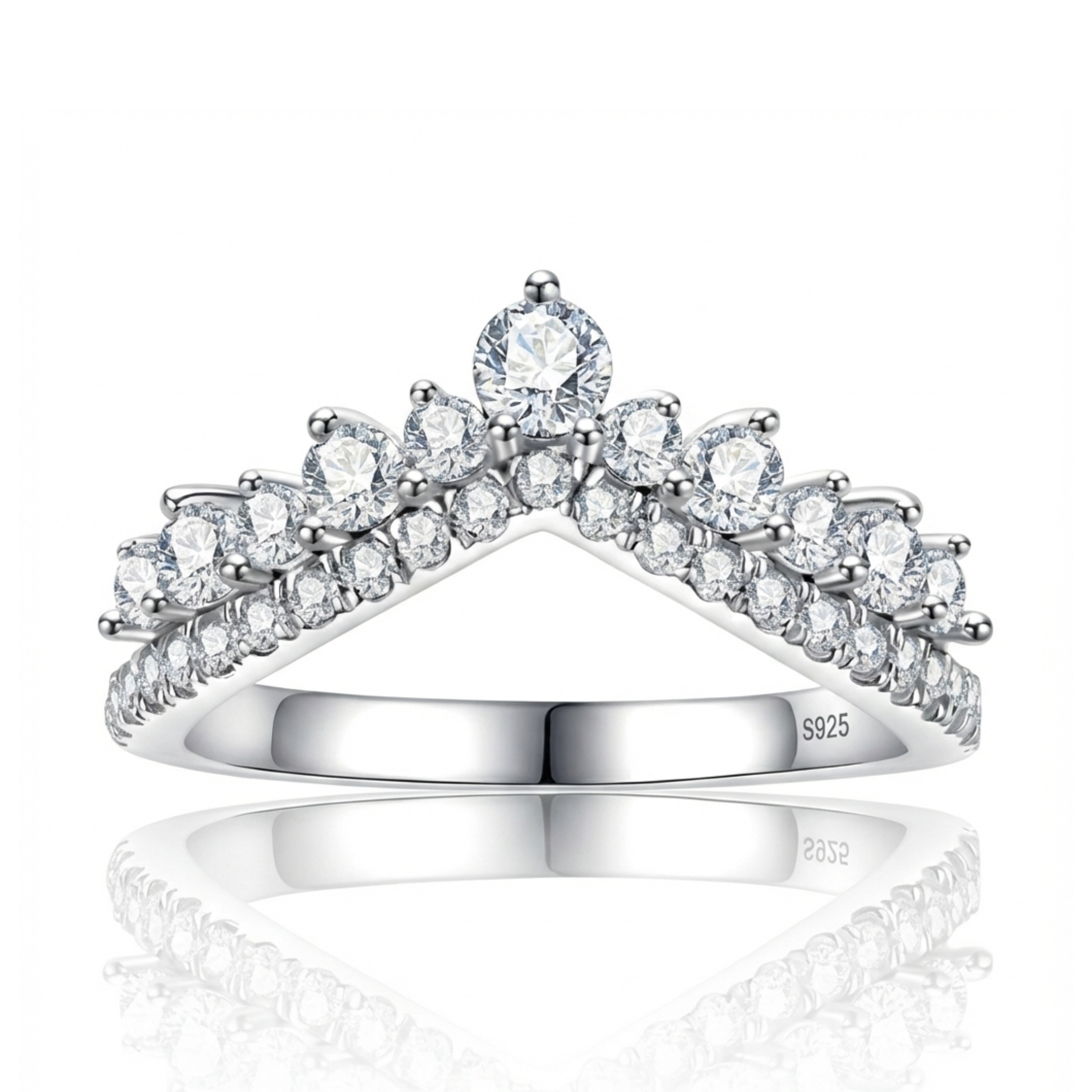 Meia Aliança Imperial em Prata 925 com Moissanites e Banho de Ouro 18K Certificação GRA - Yuna Joias