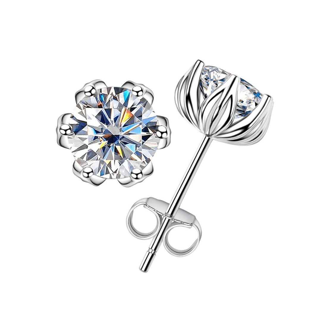 Brinco Flor de Lótus Moissanite - Yuna Joias