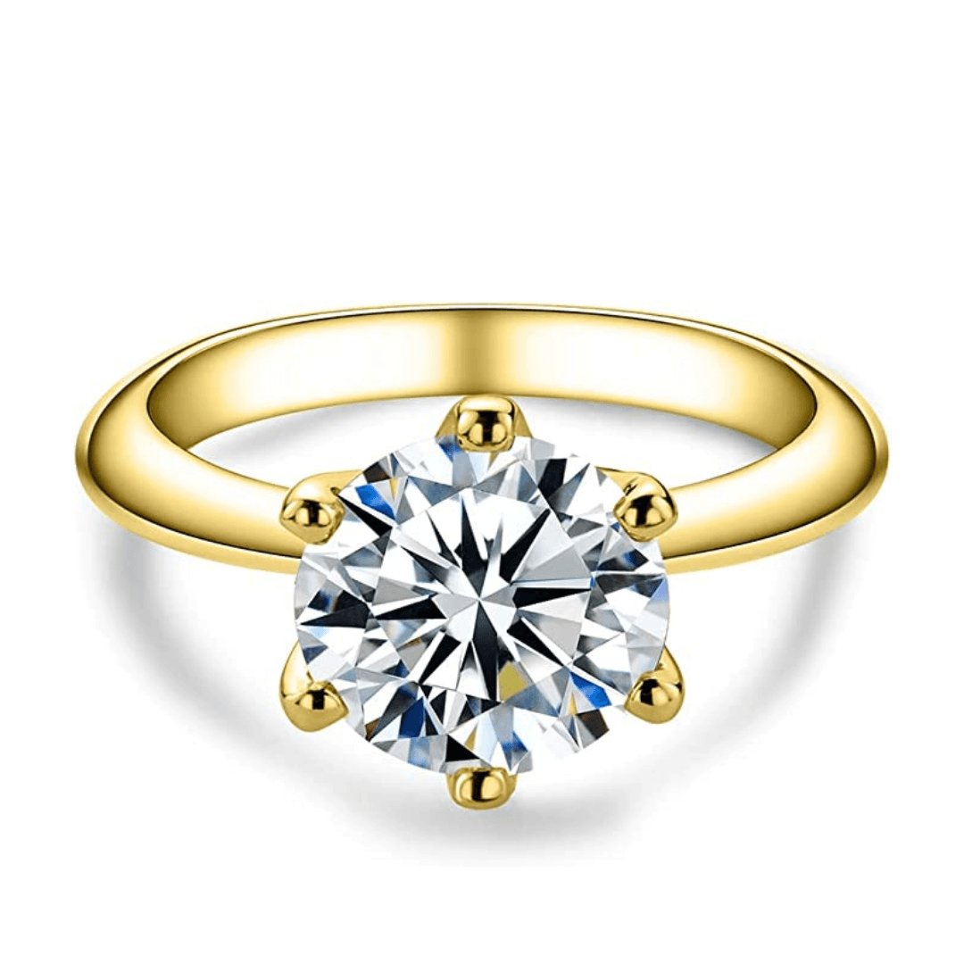 Anel Solitário Gold Moissanite - Yuna Joias