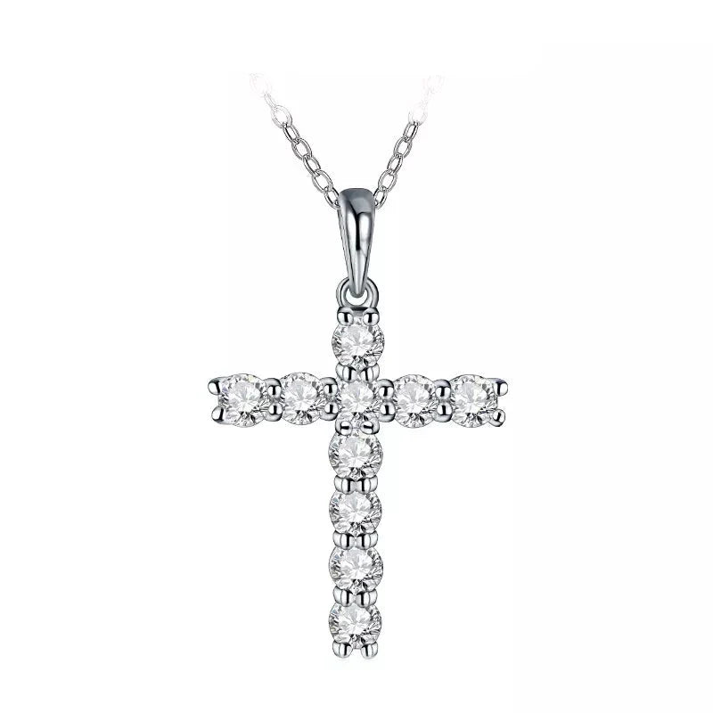Colar com pingente cruz em prata .925 e 2.5mm ou 3.5mm moissanite