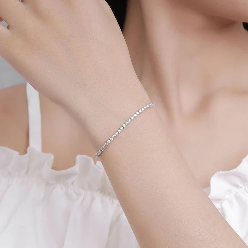 Pulseira Riviera em prata .925 e 2mm Moissanite (SEMANA RIVIERA)