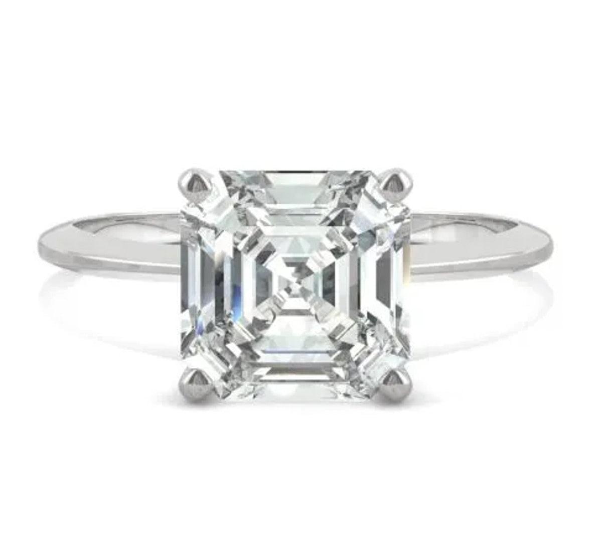 Anel Solitário Asscher Moissanite - Yuna Joias