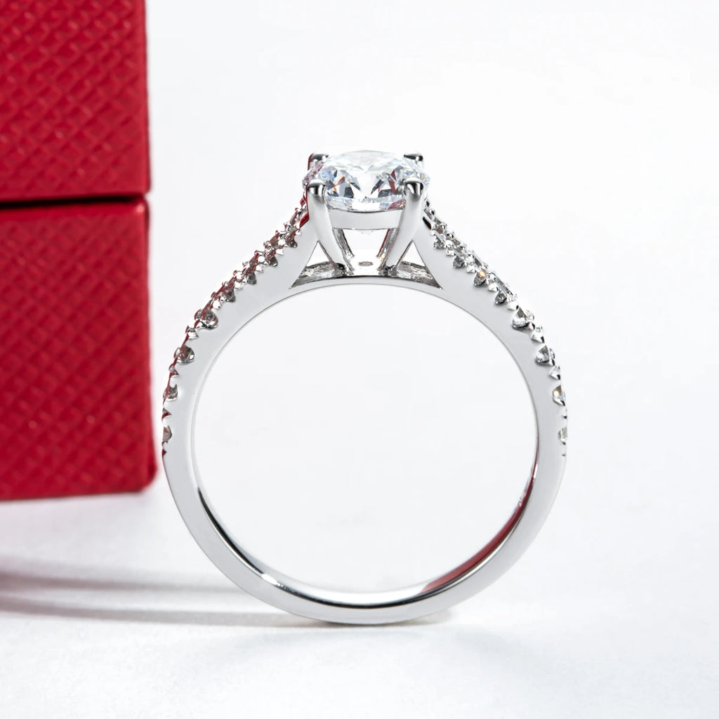 Anel de Noivado Diamante Cultivado 1ct Cor D VVS2 - Ouro Branco 14K - Certificado IGI - Yuna Joias