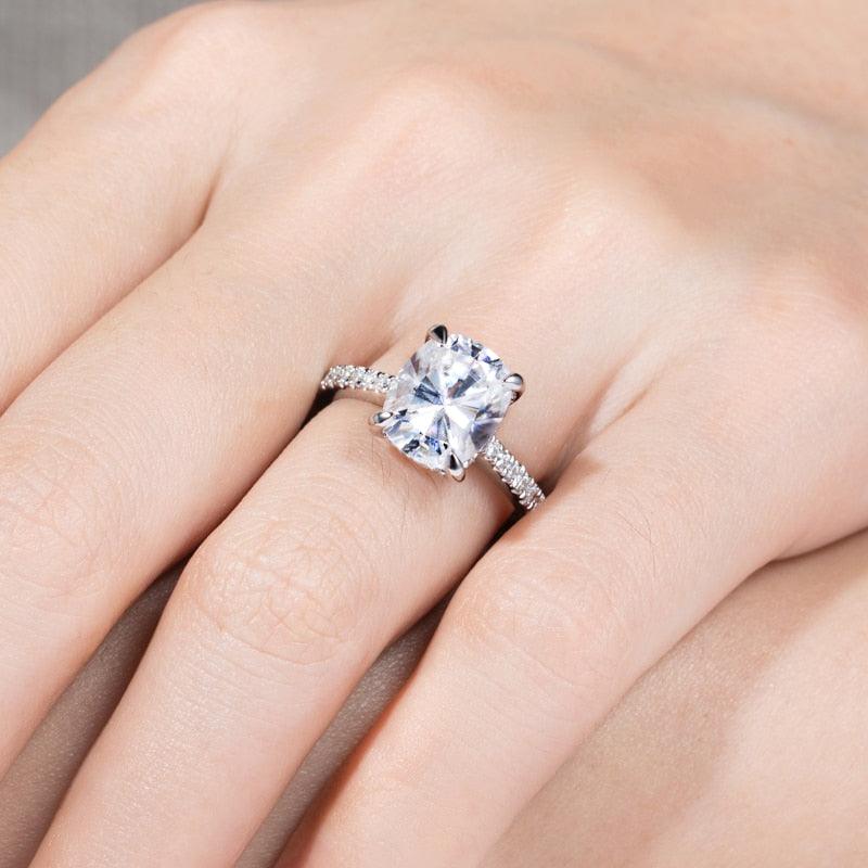 Anel Promise Cushion Moissanite - Yuna Joias