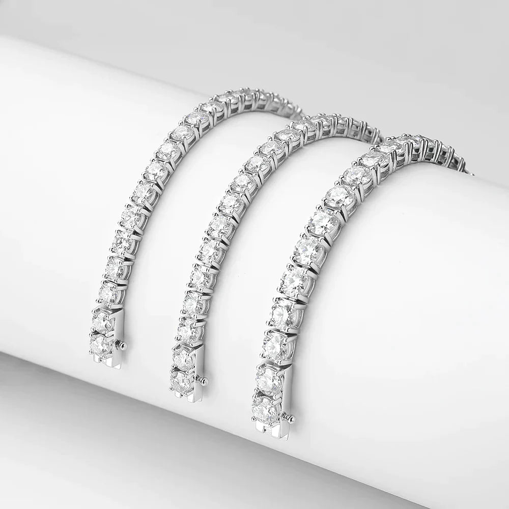 Pulseira Riviera em prata .925 e 5.0 MM Moissanite (SEMANA DA RIVIERA)