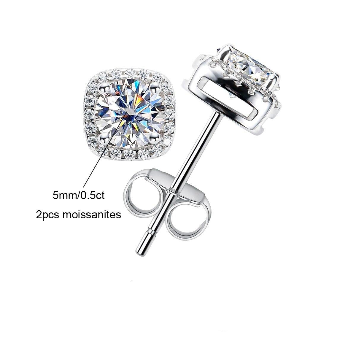 Brinco Square Moissanite - Yuna Joias