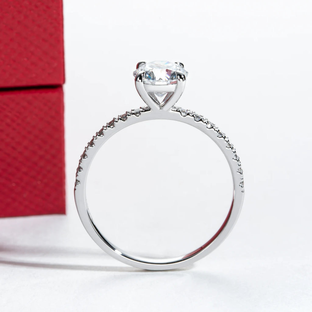 Anel de Noivado em Ouro Branco 14K com Diamante Cultivado em Laboratório – Certificado IGI, Cor D, Pureza VVS - Yuna Joias