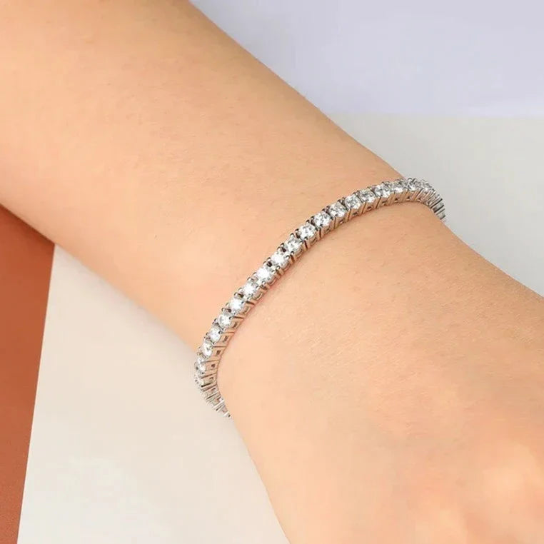 Pulseira Riviera em prata .925 e 5.0 MM Moissanite (SEMANA DA RIVIERA) AM