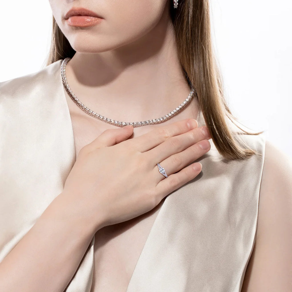 Anel de Noivado Diamante Cultivado 1ct Cor D VVS2 - Ouro Branco 14K - Certificado IGI - Yuna Joias