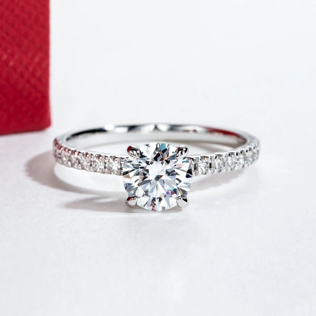 Anel de Noivado em Ouro Branco 14K com Diamante Cultivado em Laboratório – Certificado IGI, Cor D, Pureza VVS - Yuna Joias