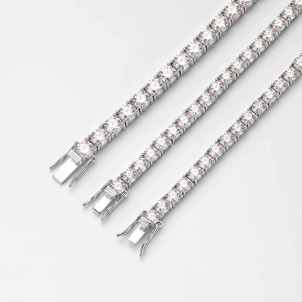 Pulseira Riviera em prata .925 e 5.0 MM Moissanite (SEMANA DA RIVIERA) AM