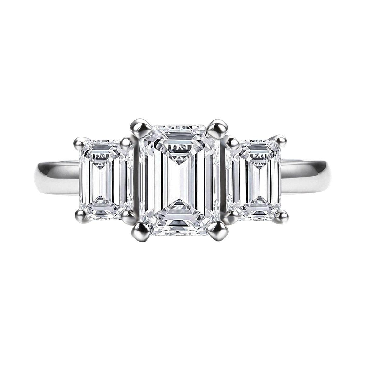 Anel Trilogy Esmeralda Slim Moissanite - Yuna Joias