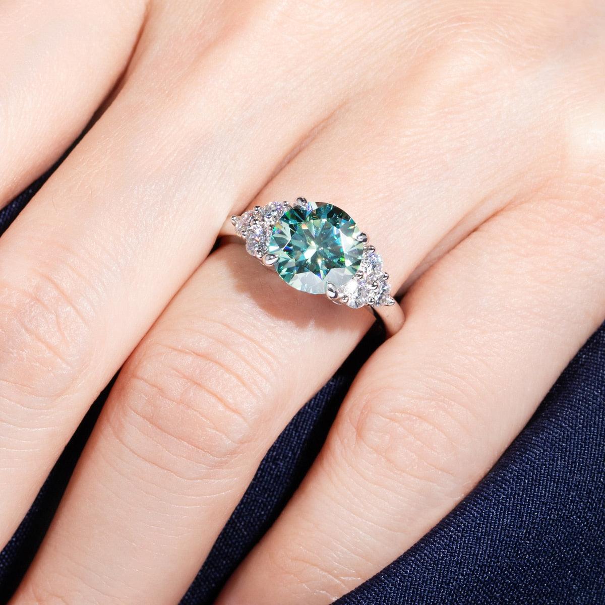 Anel Luxury Green Moissanite - Yuna Joias