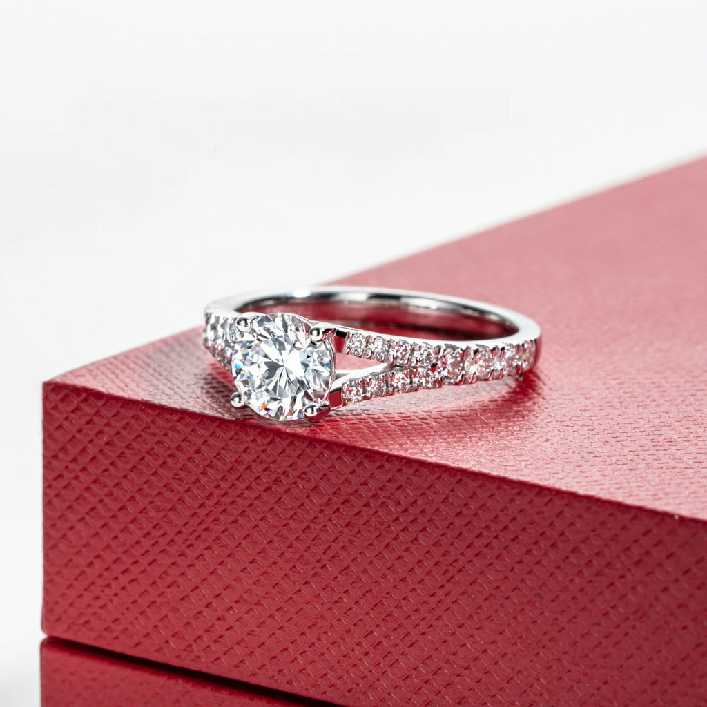 Anel de Noivado Diamante Cultivado 1ct Cor D VVS2 - Ouro Branco 14K - Certificado IGI - Yuna Joias