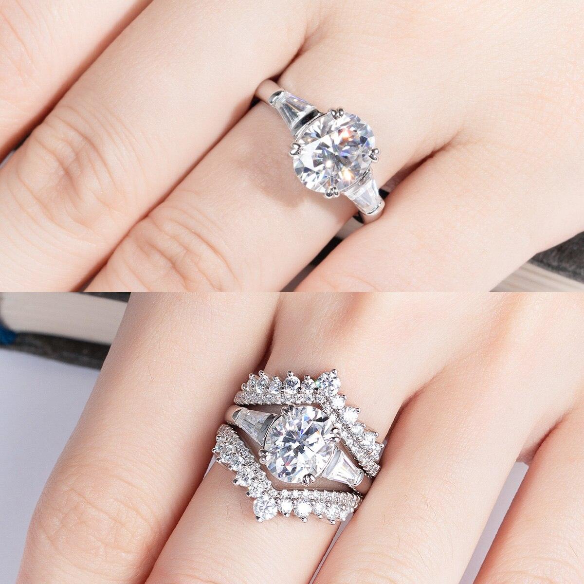 Anel Tríade Oval Moissanite - Yuna Joias