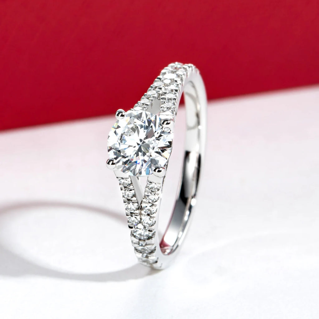 Anel de Noivado Diamante Cultivado 1ct Cor D VVS2 - Ouro Branco 14K - Certificado IGI - Yuna Joias