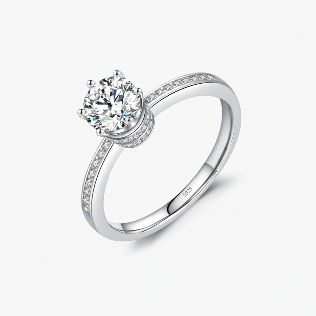 Anel Coroa Feminino com Zircônias Cravejadas Joia Elegante para Noivado e Casamento - Yuna Joias