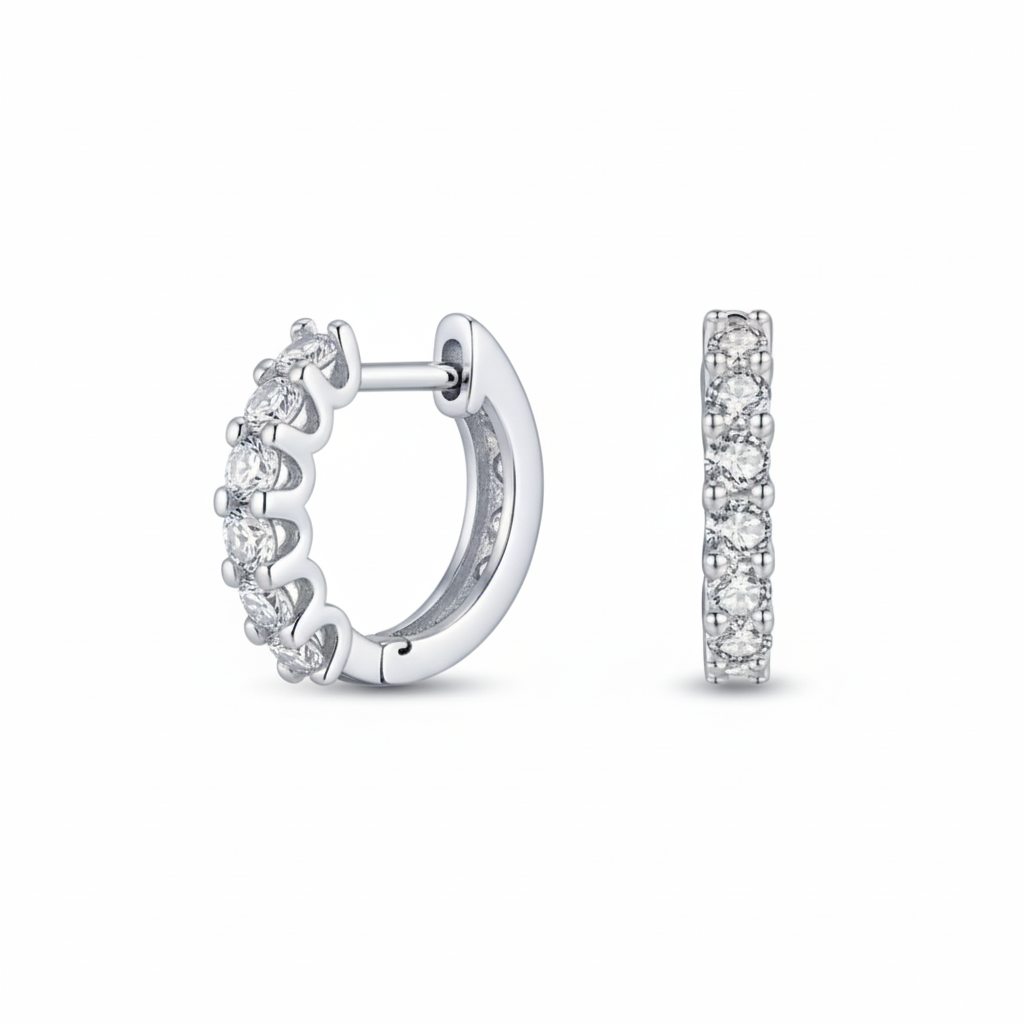 Brinco Argola Feminino com Moissanite - Joia Elegante em Prata 925 com Brilho Eterno - Yuna Joias