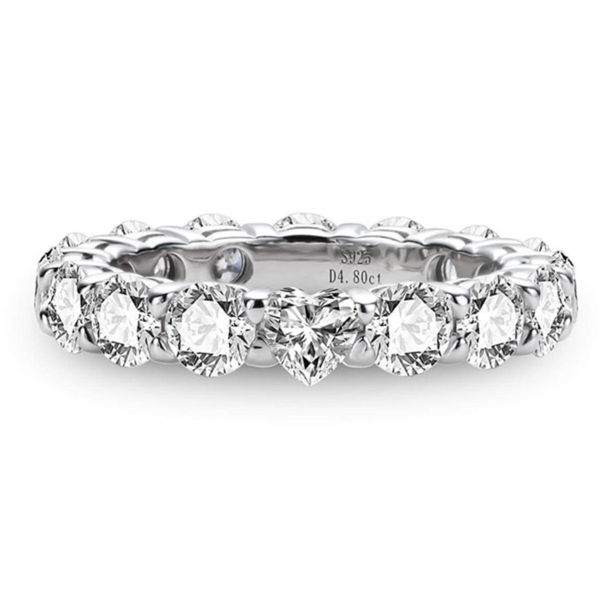 Aliança de Amor Eterno com Moissanite Central em Lapidação Coração - Aliança