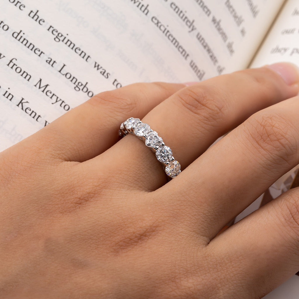 Aliança de Amor Eterno com Moissanite em Lapidação Coração - Prata 925 com Ouro Branco - Yuna Joias - Yuna Joias