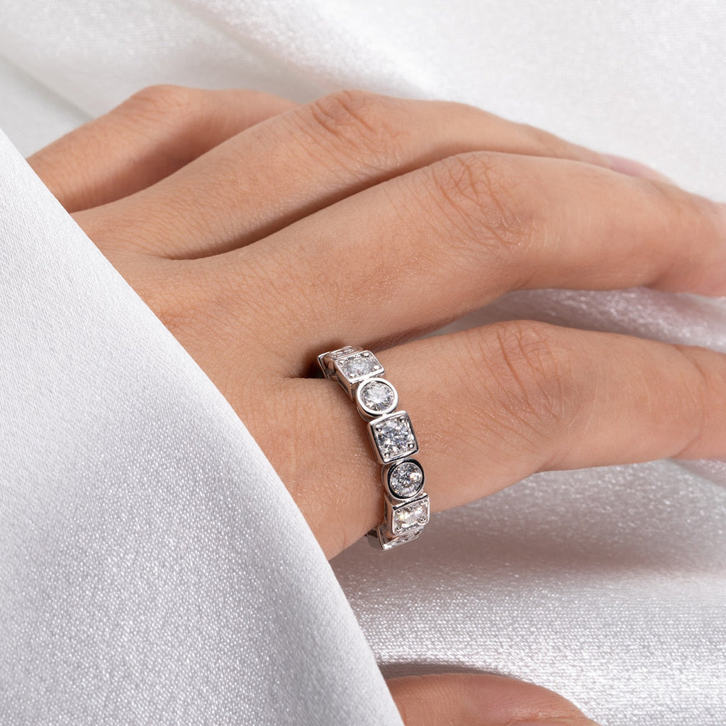 Aliança Moissanite Prata 925 com Banho de Ouro 18k - Yuna Joias - Yuna Joias