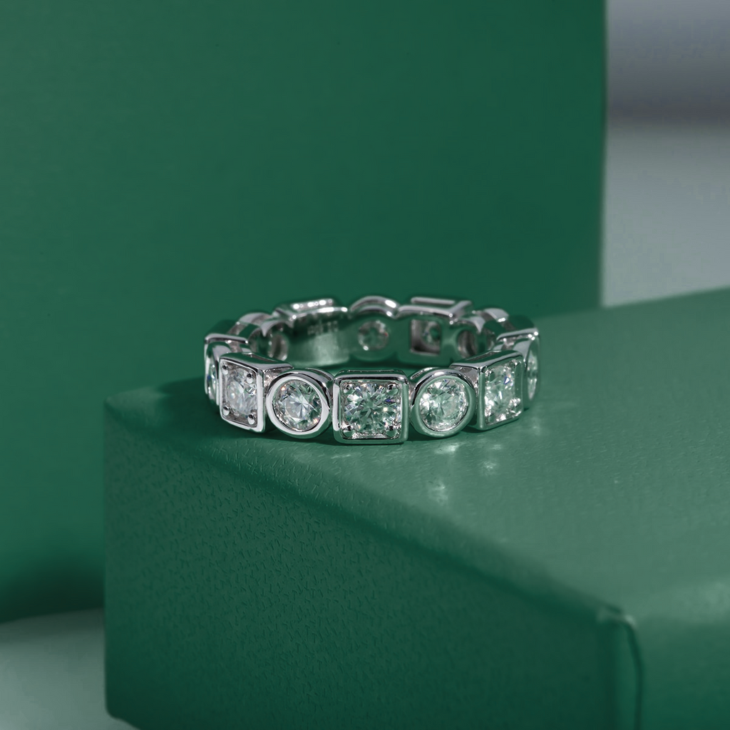 Aliança Moissanite Prata 925 com Banho de Ouro 18k - Yuna Joias - Yuna Joias